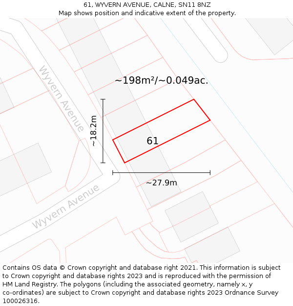 61, WYVERN AVENUE, CALNE, SN11 8NZ: Plot and title map