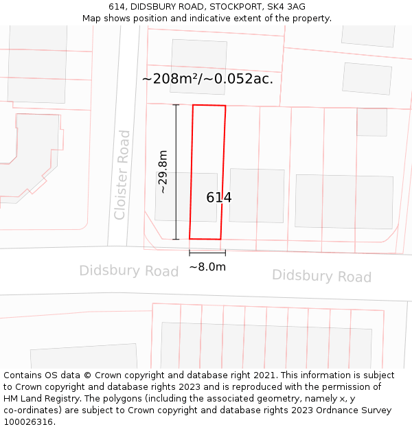 614, DIDSBURY ROAD, STOCKPORT, SK4 3AG: Plot and title map