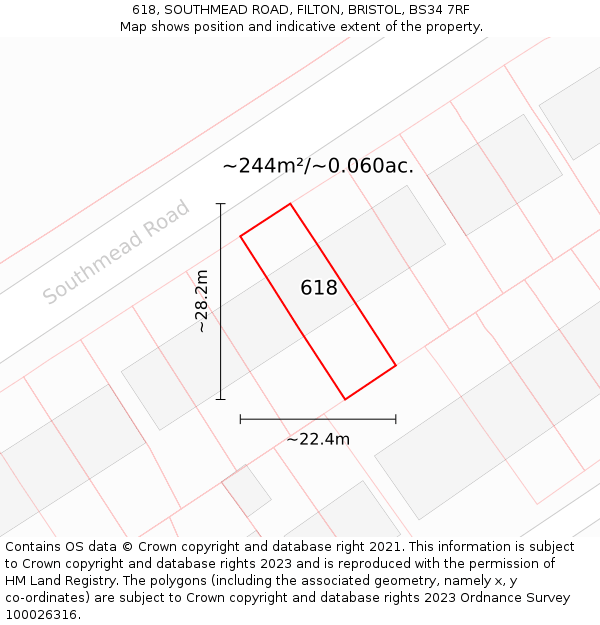 618, SOUTHMEAD ROAD, FILTON, BRISTOL, BS34 7RF: Plot and title map
