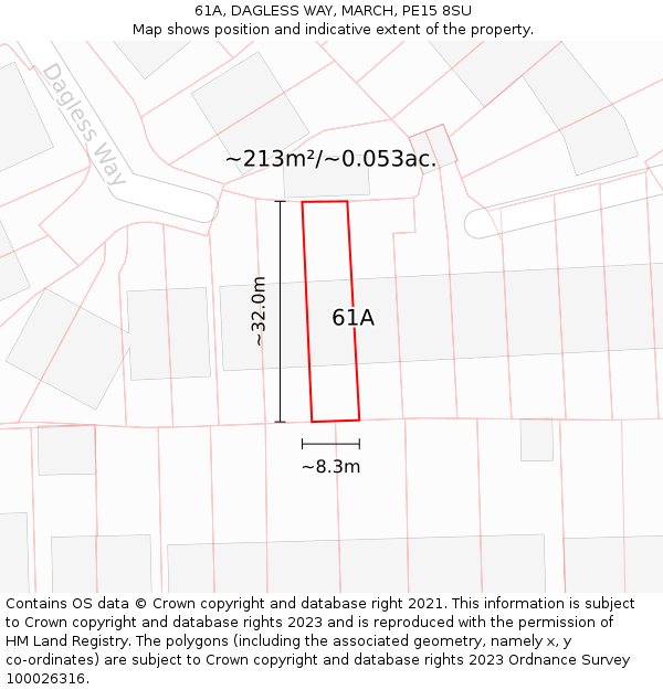 61A, DAGLESS WAY, MARCH, PE15 8SU: Plot and title map