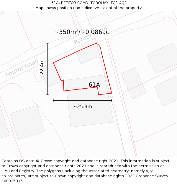 61A, PETITOR ROAD, TORQUAY, TQ1 4QF: Plot and title map