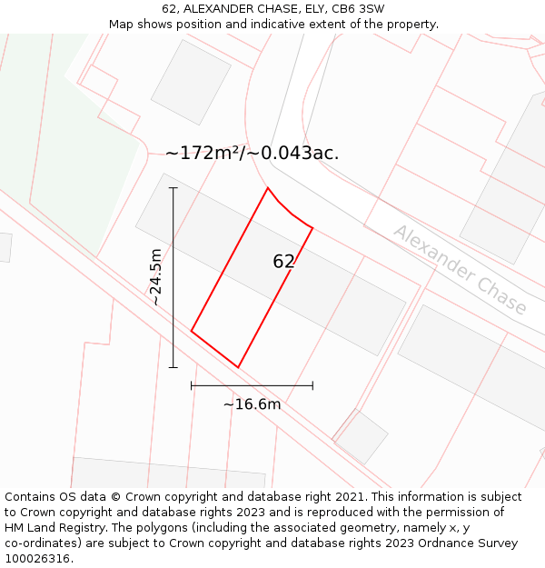 62, ALEXANDER CHASE, ELY, CB6 3SW: Plot and title map