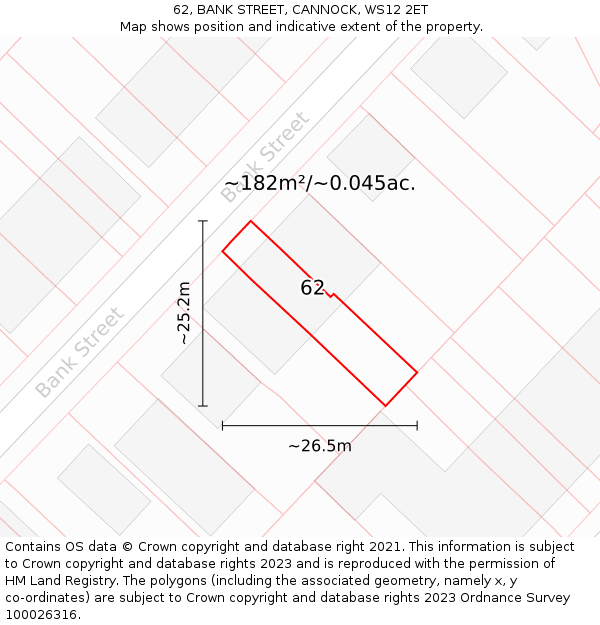 62, BANK STREET, CANNOCK, WS12 2ET: Plot and title map