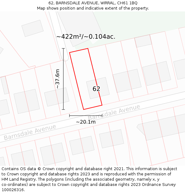 62, BARNSDALE AVENUE, WIRRAL, CH61 1BQ: Plot and title map