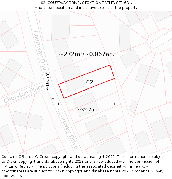 62, COURTWAY DRIVE, STOKE-ON-TRENT, ST1 6DU: Plot and title map