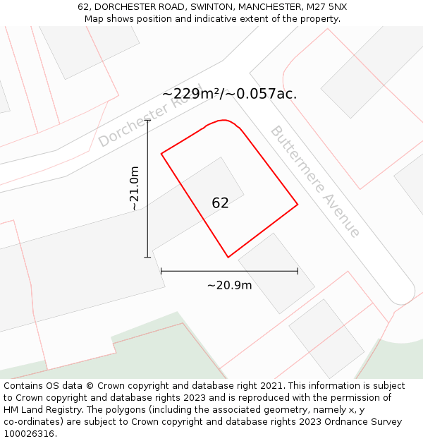 62, DORCHESTER ROAD, SWINTON, MANCHESTER, M27 5NX: Plot and title map