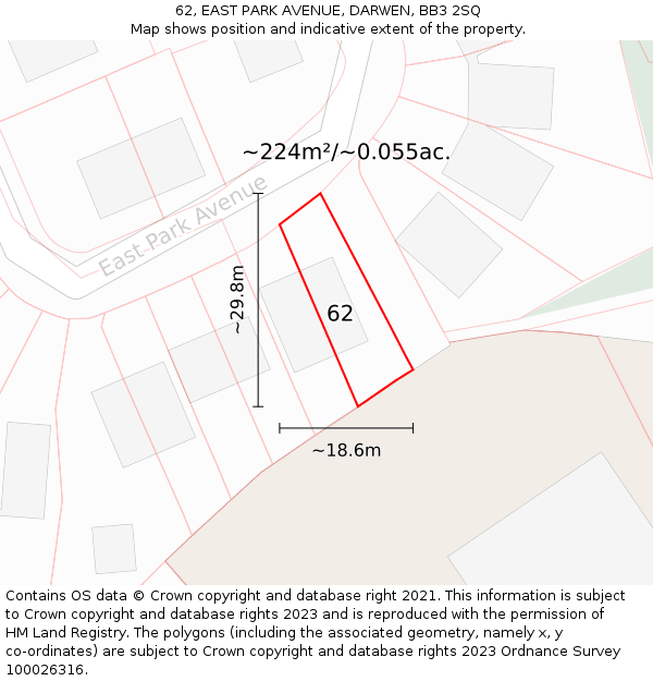 62, EAST PARK AVENUE, DARWEN, BB3 2SQ: Plot and title map