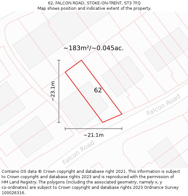 62, FALCON ROAD, STOKE-ON-TRENT, ST3 7FQ: Plot and title map