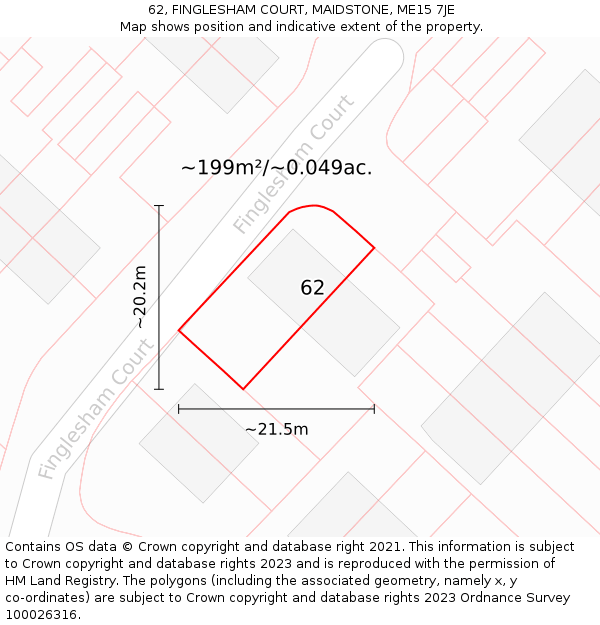 62, FINGLESHAM COURT, MAIDSTONE, ME15 7JE: Plot and title map