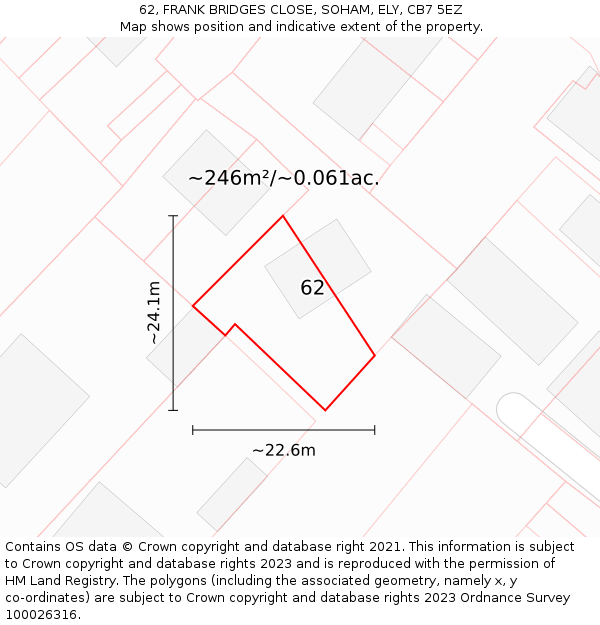 62, FRANK BRIDGES CLOSE, SOHAM, ELY, CB7 5EZ: Plot and title map