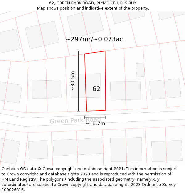 62, GREEN PARK ROAD, PLYMOUTH, PL9 9HY: Plot and title map