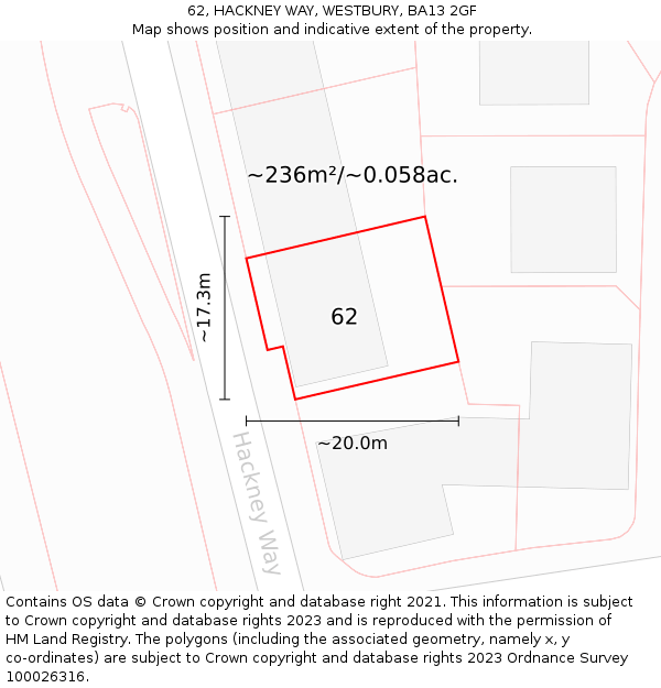 62, HACKNEY WAY, WESTBURY, BA13 2GF: Plot and title map