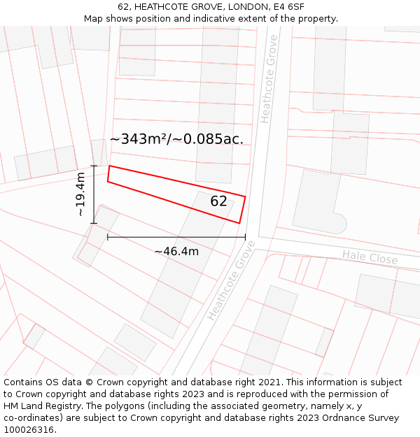 62, HEATHCOTE GROVE, LONDON, E4 6SF: Plot and title map