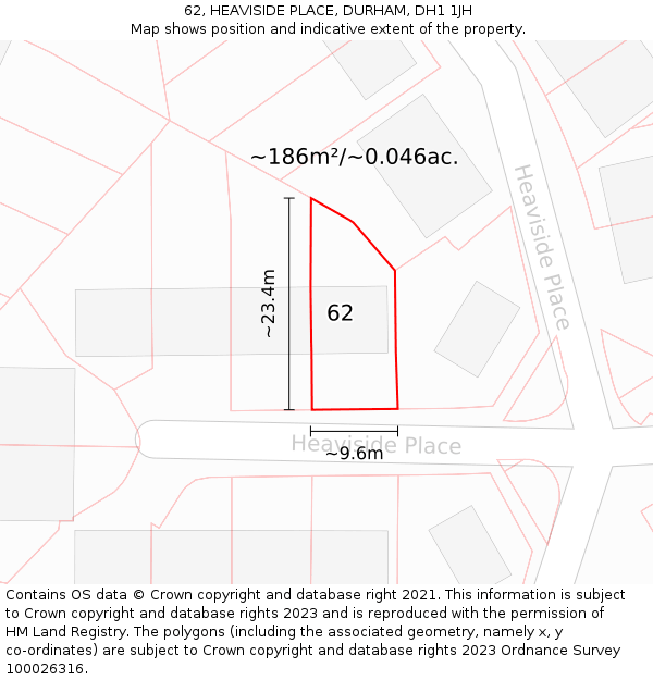 62, HEAVISIDE PLACE, DURHAM, DH1 1JH: Plot and title map