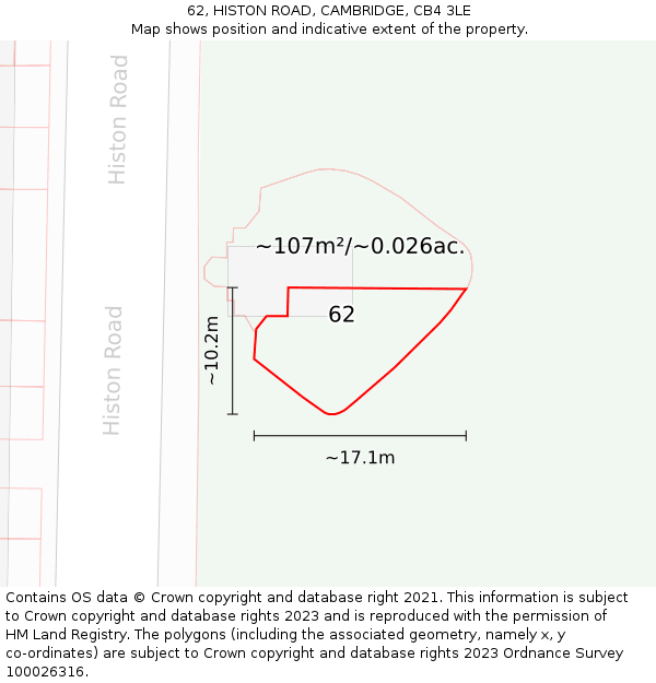 62, HISTON ROAD, CAMBRIDGE, CB4 3LE: Plot and title map