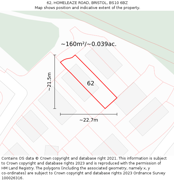 62, HOMELEAZE ROAD, BRISTOL, BS10 6BZ: Plot and title map