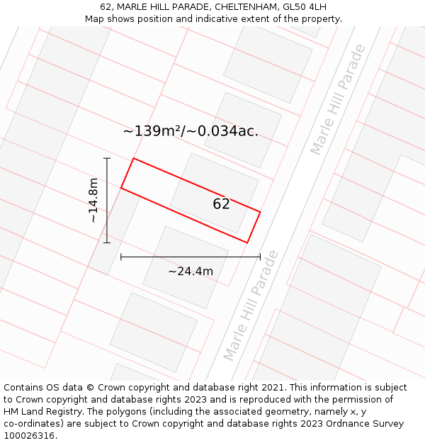 62, MARLE HILL PARADE, CHELTENHAM, GL50 4LH: Plot and title map