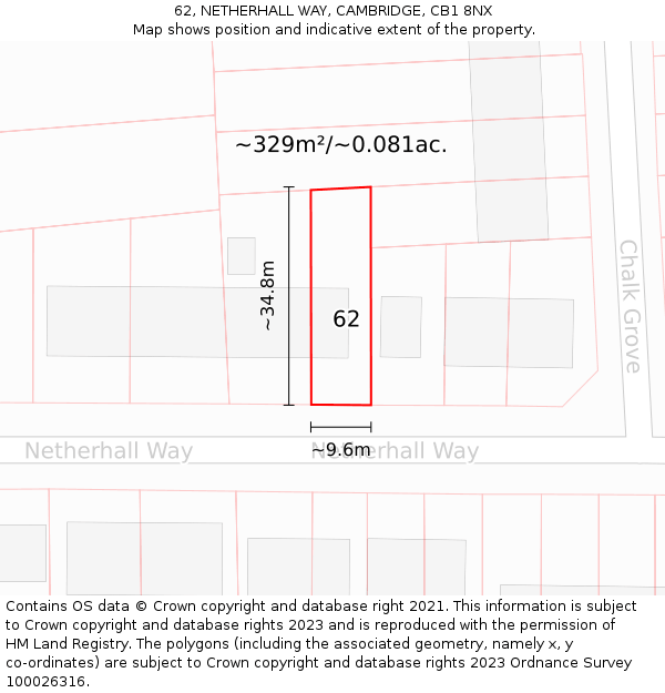 62, NETHERHALL WAY, CAMBRIDGE, CB1 8NX: Plot and title map