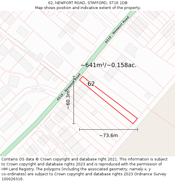 62, NEWPORT ROAD, STAFFORD, ST16 1DB: Plot and title map