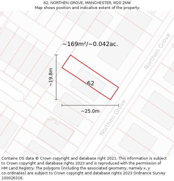 62, NORTHEN GROVE, MANCHESTER, M20 2NW: Plot and title map