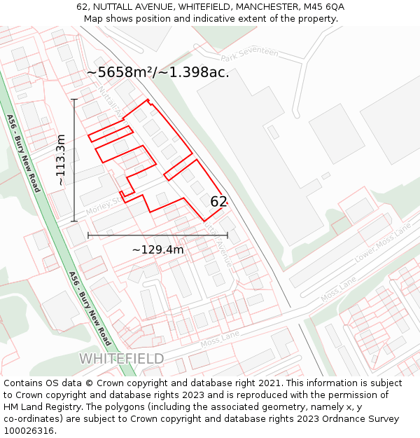 62, NUTTALL AVENUE, WHITEFIELD, MANCHESTER, M45 6QA: Plot and title map