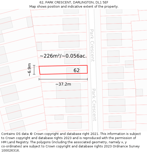 62, PARK CRESCENT, DARLINGTON, DL1 5EF: Plot and title map