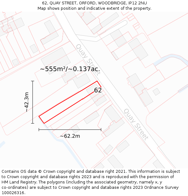 62, QUAY STREET, ORFORD, WOODBRIDGE, IP12 2NU: Plot and title map