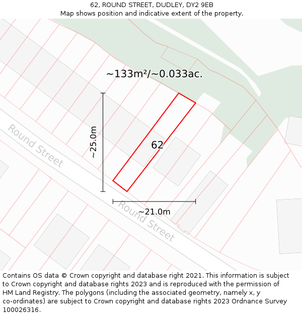 62, ROUND STREET, DUDLEY, DY2 9EB: Plot and title map