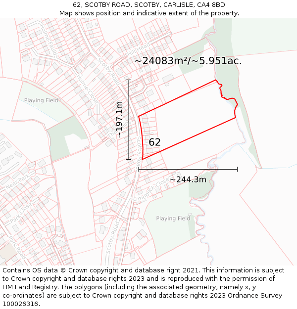 62, SCOTBY ROAD, SCOTBY, CARLISLE, CA4 8BD: Plot and title map