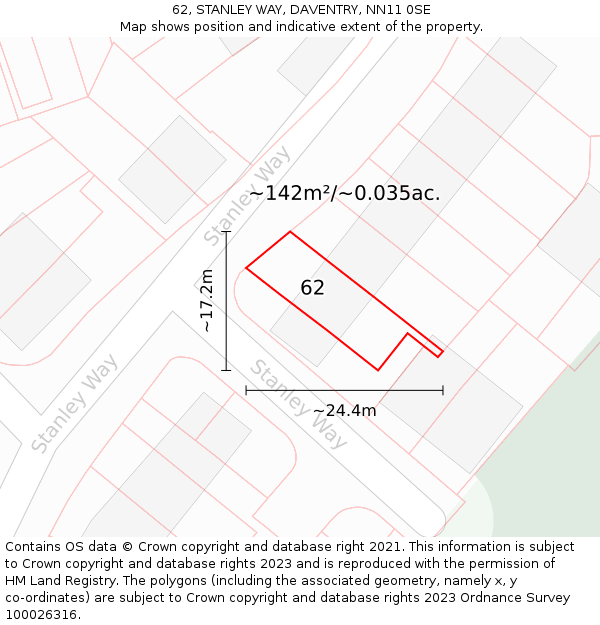 62, STANLEY WAY, DAVENTRY, NN11 0SE: Plot and title map