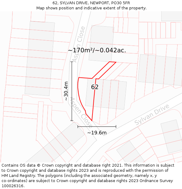 62, SYLVAN DRIVE, NEWPORT, PO30 5FR: Plot and title map