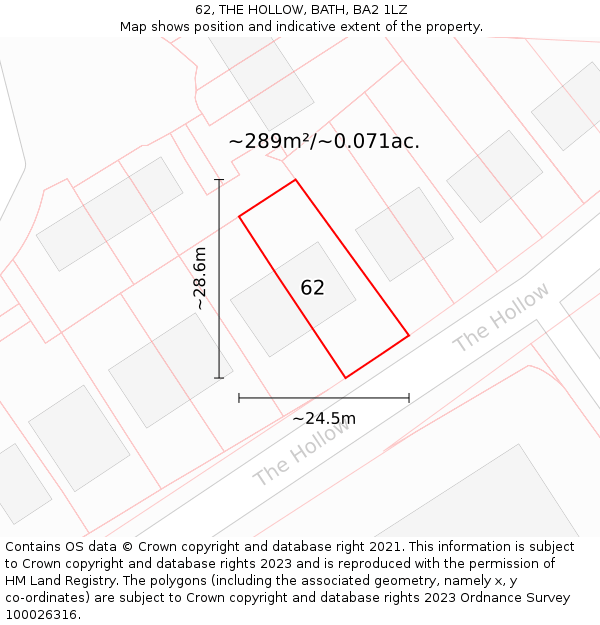 62, THE HOLLOW, BATH, BA2 1LZ: Plot and title map