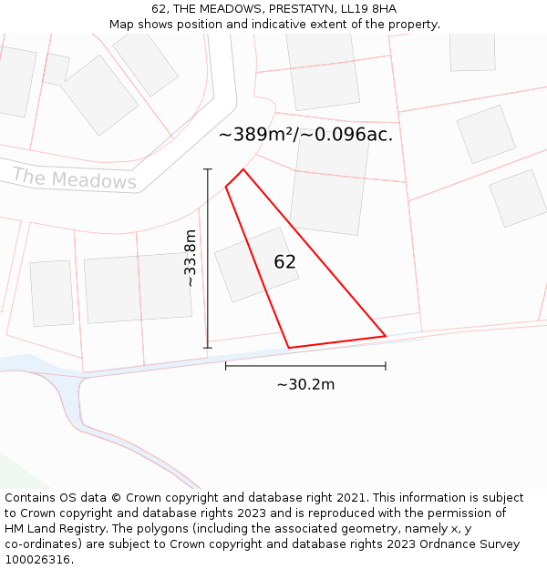 62, THE MEADOWS, PRESTATYN, LL19 8HA: Plot and title map