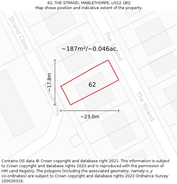 62, THE STRAND, MABLETHORPE, LN12 1BQ: Plot and title map