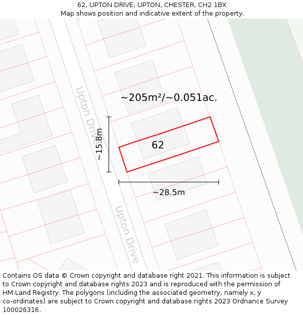 62, UPTON DRIVE, UPTON, CHESTER, CH2 1BX: Plot and title map