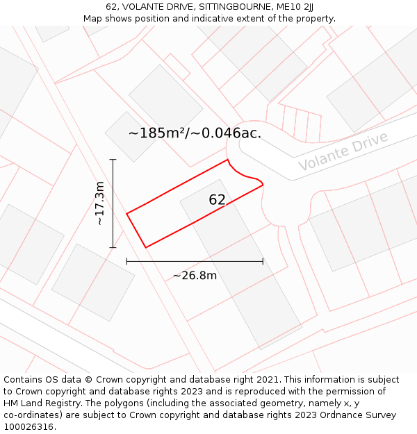 62, VOLANTE DRIVE, SITTINGBOURNE, ME10 2JJ: Plot and title map