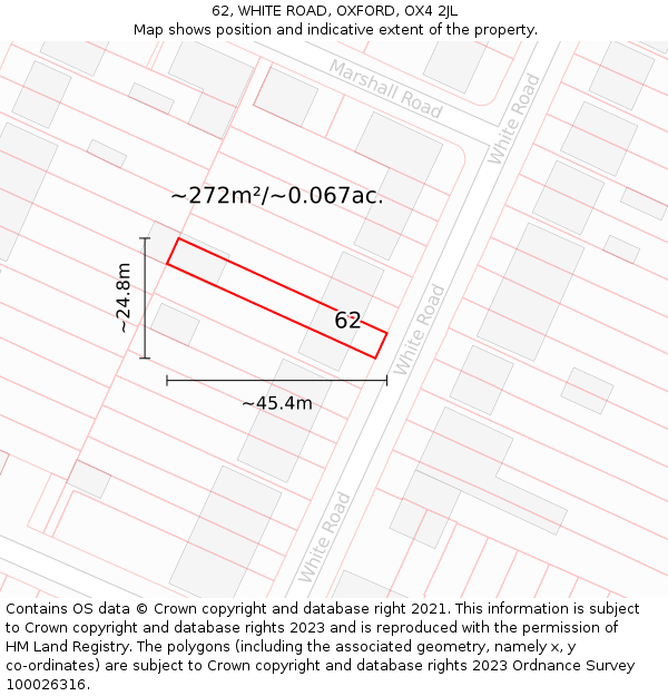 62, WHITE ROAD, OXFORD, OX4 2JL: Plot and title map