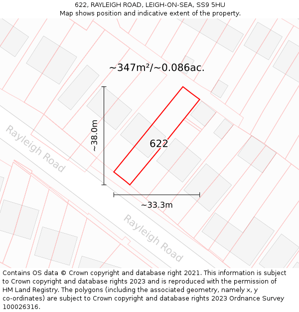 622, RAYLEIGH ROAD, LEIGH-ON-SEA, SS9 5HU: Plot and title map