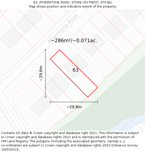 63, ATHERSTONE ROAD, STOKE-ON-TRENT, ST4 8JU: Plot and title map