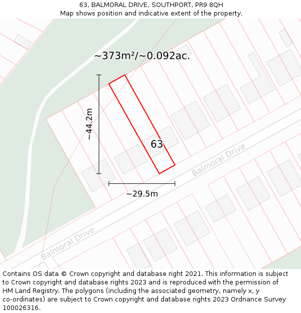 63, BALMORAL DRIVE, SOUTHPORT, PR9 8QH: Plot and title map