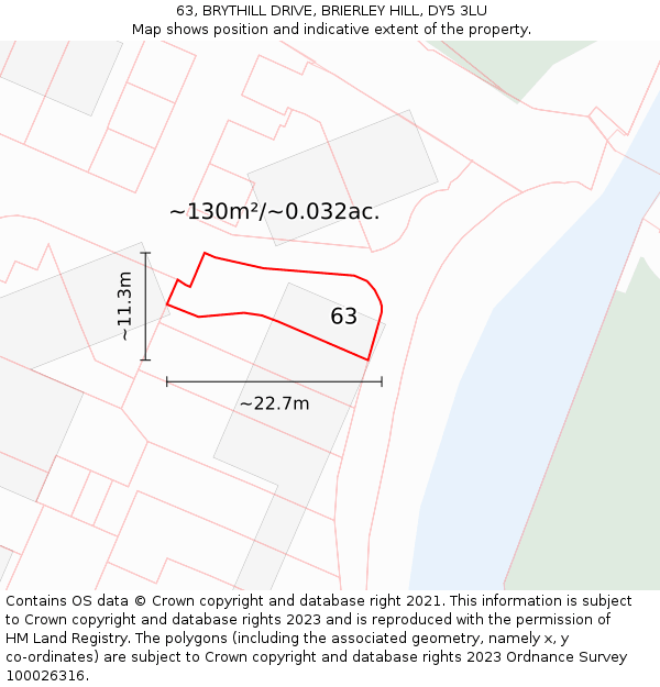 63, BRYTHILL DRIVE, BRIERLEY HILL, DY5 3LU: Plot and title map