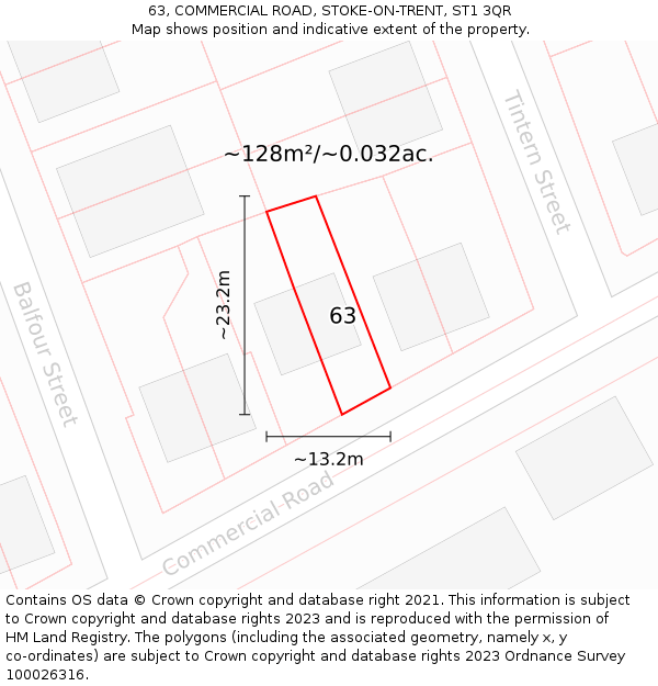 63, COMMERCIAL ROAD, STOKE-ON-TRENT, ST1 3QR: Plot and title map