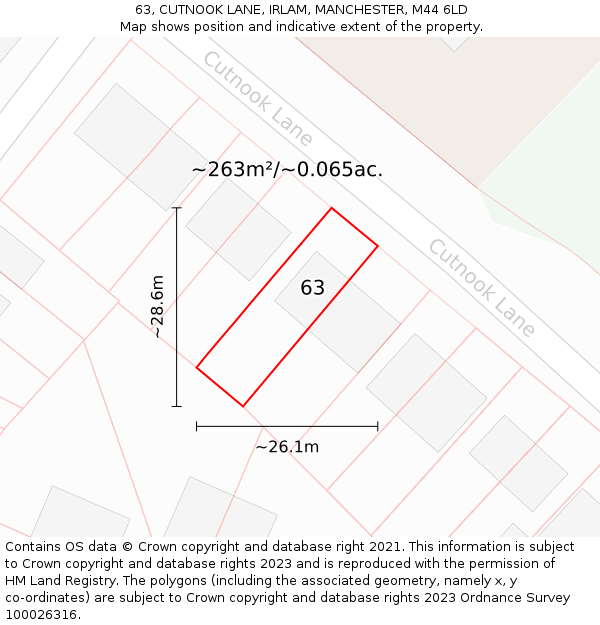 63, CUTNOOK LANE, IRLAM, MANCHESTER, M44 6LD: Plot and title map