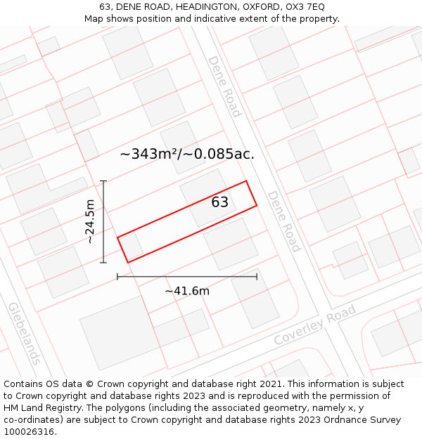 63, DENE ROAD, HEADINGTON, OXFORD, OX3 7EQ: Plot and title map