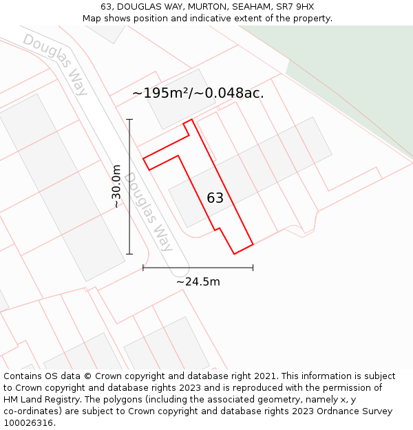 63, DOUGLAS WAY, MURTON, SEAHAM, SR7 9HX: Plot and title map