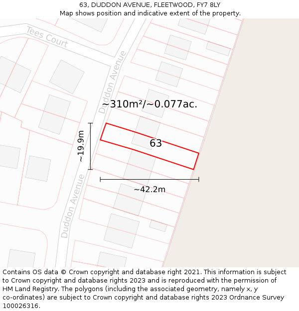 63, DUDDON AVENUE, FLEETWOOD, FY7 8LY: Plot and title map