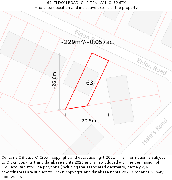 63, ELDON ROAD, CHELTENHAM, GL52 6TX: Plot and title map