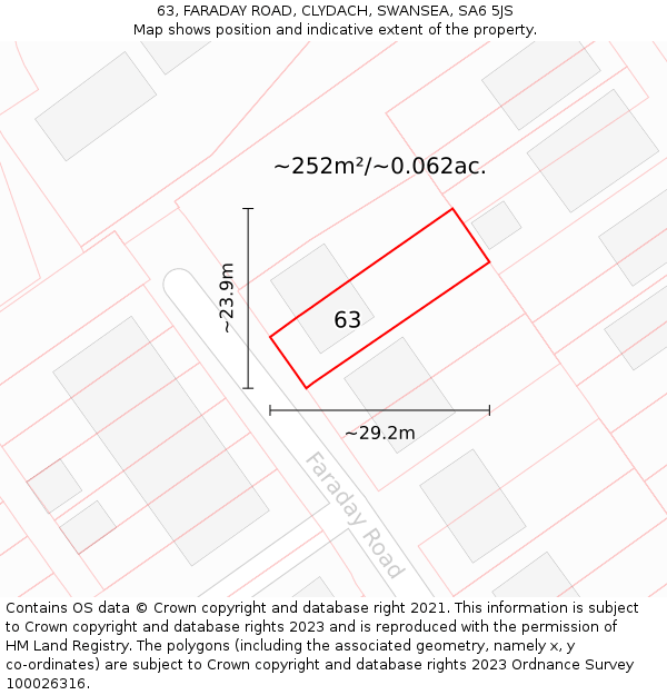 63, FARADAY ROAD, CLYDACH, SWANSEA, SA6 5JS: Plot and title map