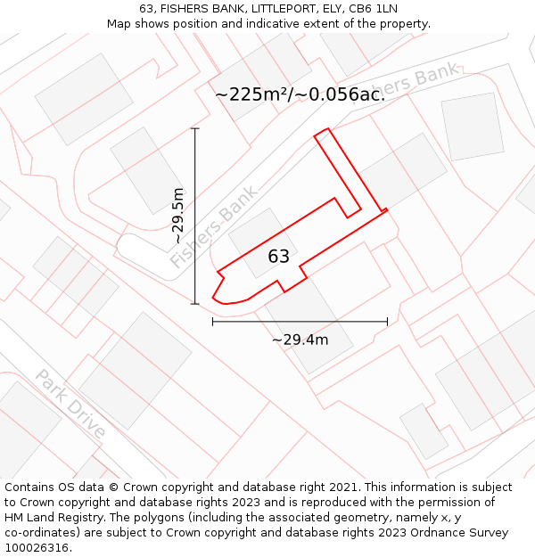 63, FISHERS BANK, LITTLEPORT, ELY, CB6 1LN: Plot and title map