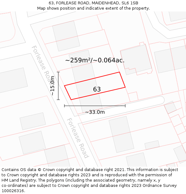 63, FORLEASE ROAD, MAIDENHEAD, SL6 1SB: Plot and title map